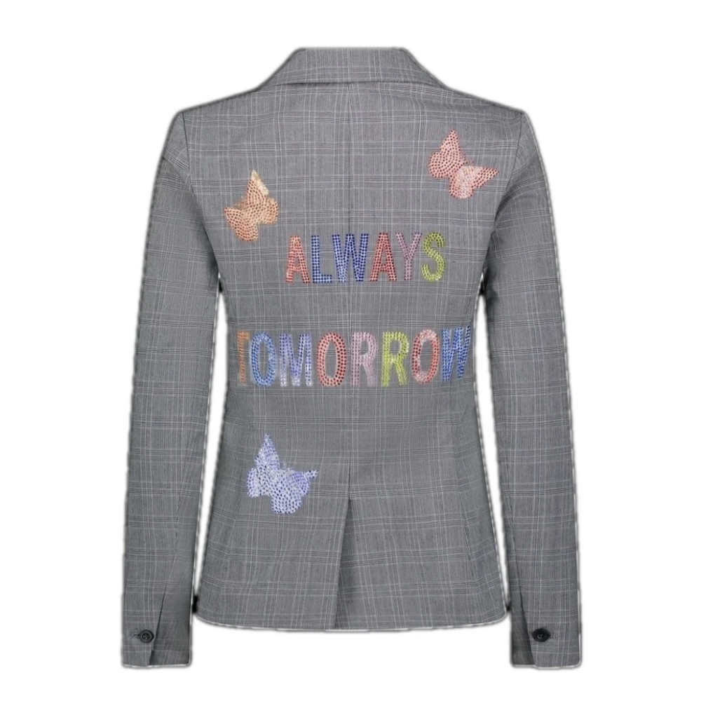 Hipchik Couture Blazer Jacket Gray Plaid Always Tomorrow Rhinestone Size 6 NEW